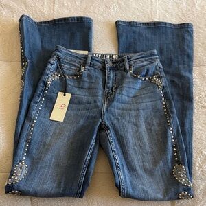 IDYLLWIND Studded Gypsy High Rise Flare Jeans